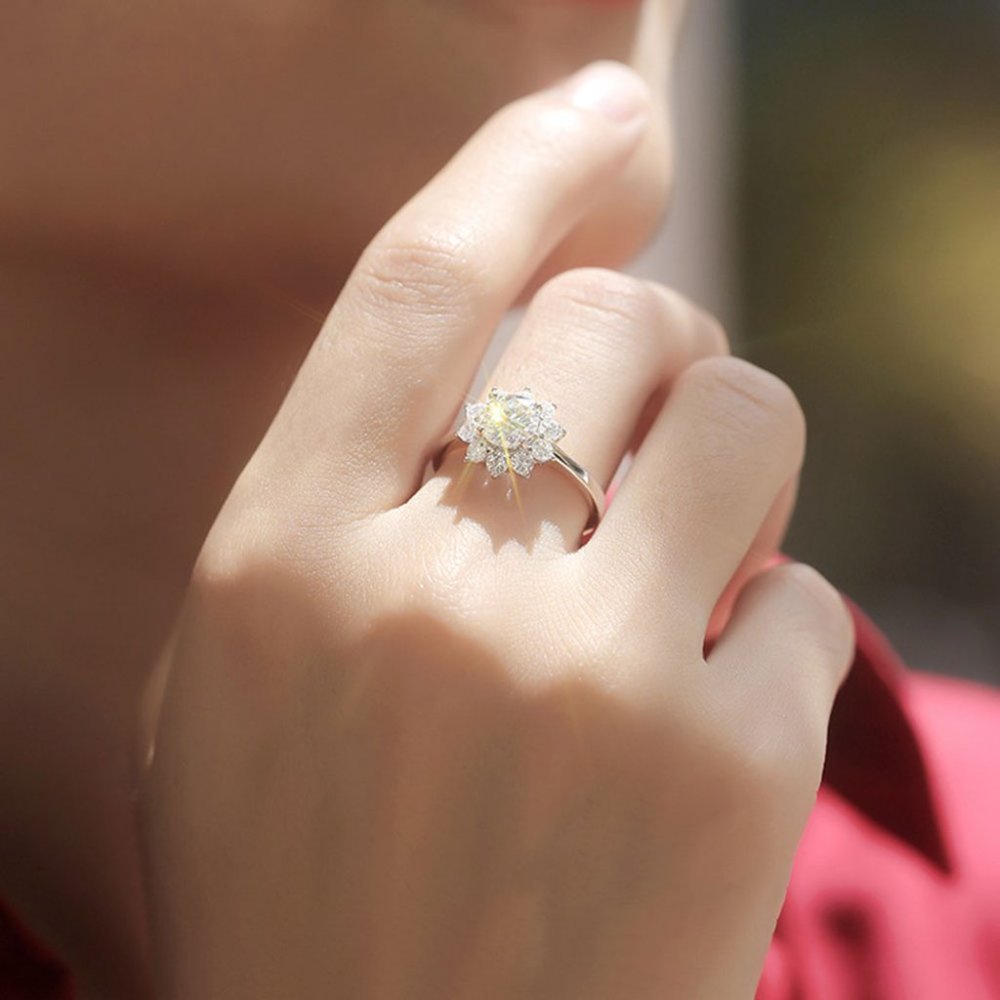 Certified 1ct. t.w. Moissanite Diamond Sunflower Ring NEW - Picture 4 of 13